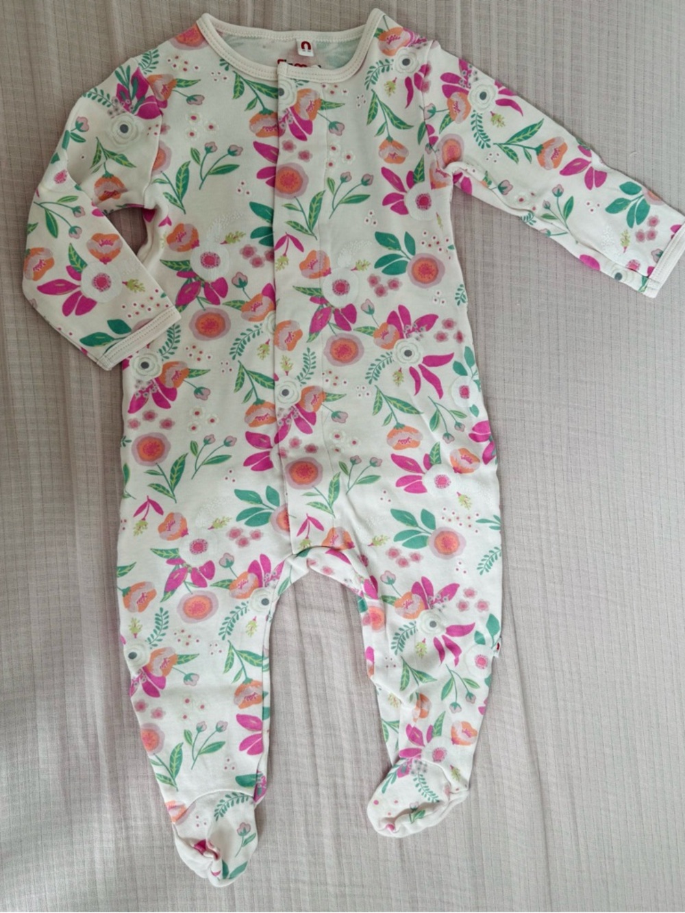 Magnetic Me Pink & Green Floral Baby Onesie Footed Footie
